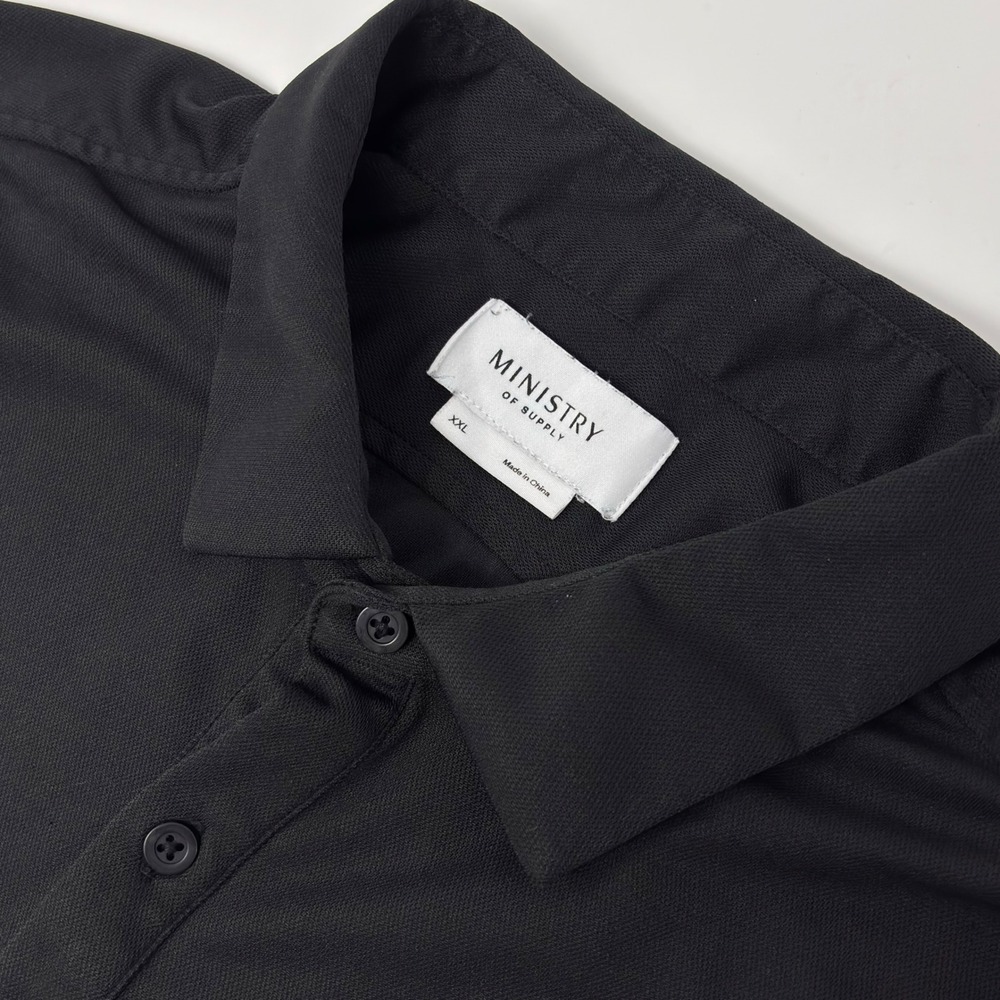 Ministry of Supply Polo Shirt Mens XXL Black Performance Stretch Athletic Fit